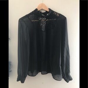 Black crochet sheer Hinge Blouse size M